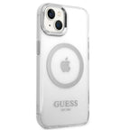 Guess MagSafe dėklas iPhone 14 – skaidrus/sidabrinis