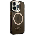 Guess MagSafe dėklas iPhone 14 Pro Max – juodas/auksinis