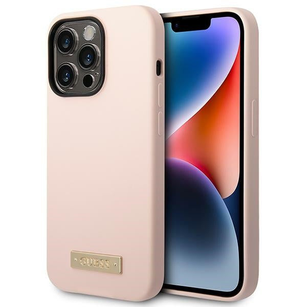 Guess silikoninis MagSafe dėklas iPhone 14 Pro Max – rožinis