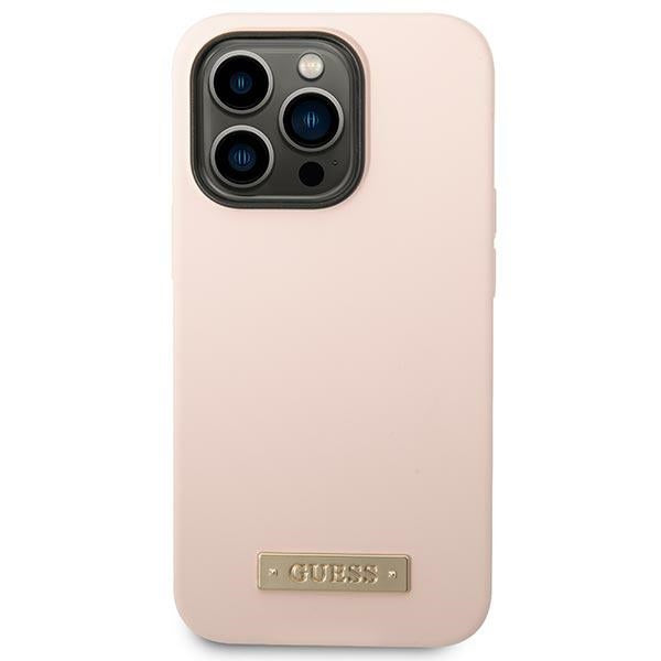Guess silikoninis MagSafe dėklas iPhone 14 Pro Max – rožinis