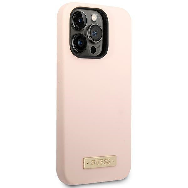 Guess silikoninis MagSafe dėklas iPhone 14 Pro Max – rožinis