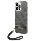 Guess 4G Print Strap dėklas iPhone 14 Pro – juodas -- iPhone 14 Pro