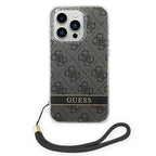 Guess 4G Print Strap dėklas iPhone 14 Pro – juodas -- iPhone 14 Pro