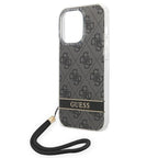 Guess 4G Print Strap dėklas iPhone 14 Pro – juodas -- iPhone 14 Pro