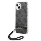 Guess 4G dėklas iPhone 14 Plus su dirželiu – juodas