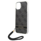 Guess 4G dėklas iPhone 14 Plus su dirželiu – juodas