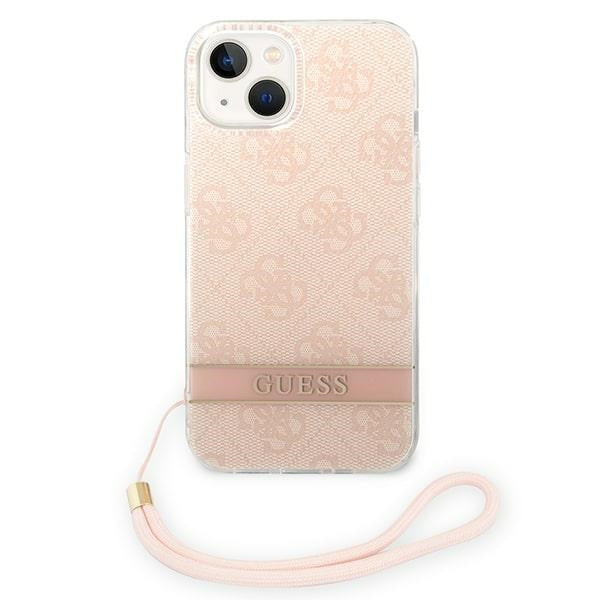 Guess 4G Print Strap dėklas iPhone 14 Plus – rožinis