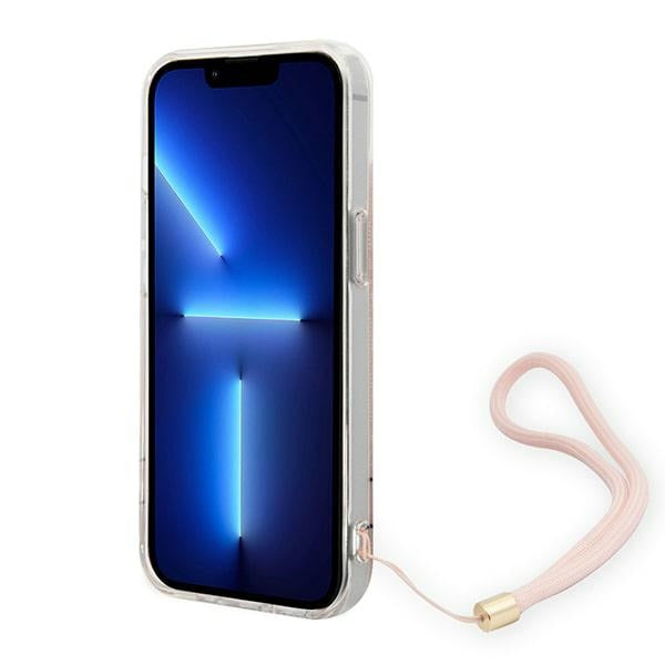 Guess 4G Print Strap dėklas iPhone 14 Plus – rožinis