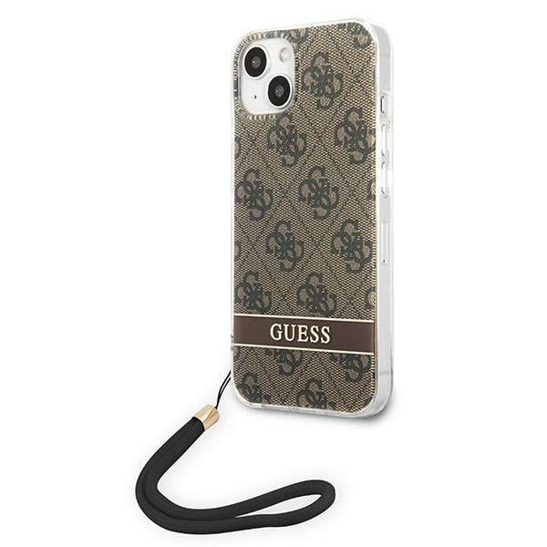 Guess 4G Print Strap dėklas iPhone 14 Plus – rudas