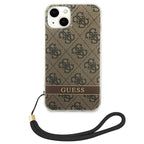 Guess 4G Print Strap dėklas iPhone 14 Plus – rudas