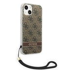 Guess 4G Print Strap dėklas iPhone 14 Plus – rudas