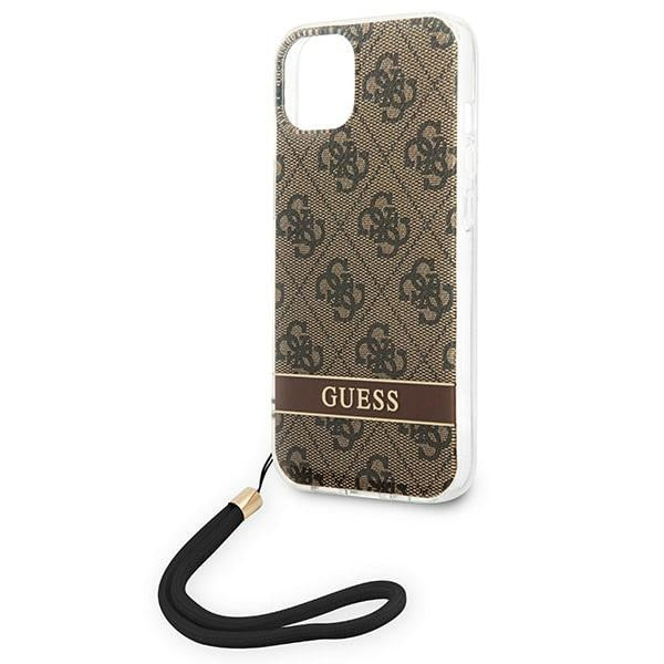 Guess 4G Print Strap dėklas iPhone 14 Plus – rudas