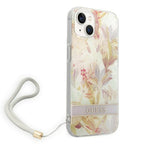 Guess iPhone 14 Plus dėklas su dirželiu – violetinis