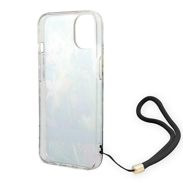 Guess Flower Strap dėklas iPhone 14 – mėlynas