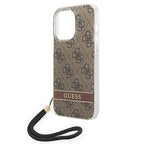 Guess dėklas iPhone 14 Pro Max – rudas su dirželiu