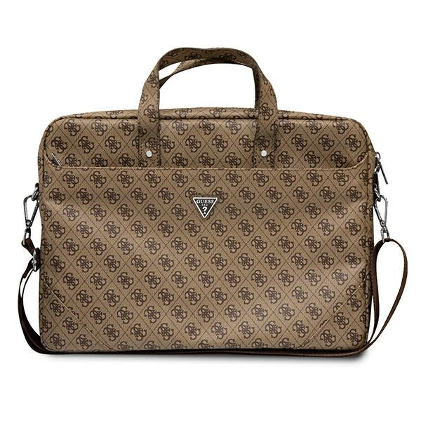 Guess Saffiano 4G Triangle Logo krepšys 16'' nešiojamajam kompiuteriui - rudas -- Laptop Bags
