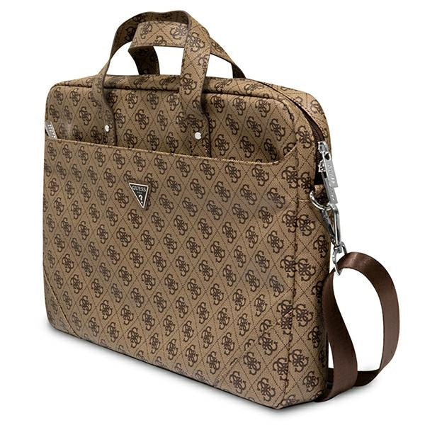 Guess Saffiano 4G Triangle Logo krepšys 16'' nešiojamajam kompiuteriui - rudas -- Laptop Bags