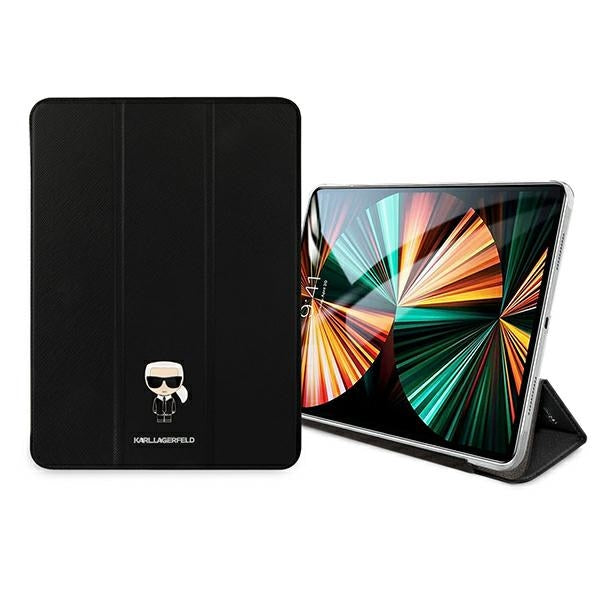 Karl Lagerfeld Saffiano Ikonic Karl dėklas, skirtas iPad 11" Pro 2021 - juodas