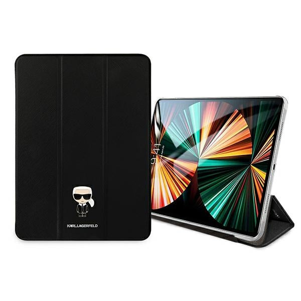 Karl Lagerfeld Saffiano Ikonic Karl dėklas, skirtas iPad 12.9" Pro 2021 - juodas