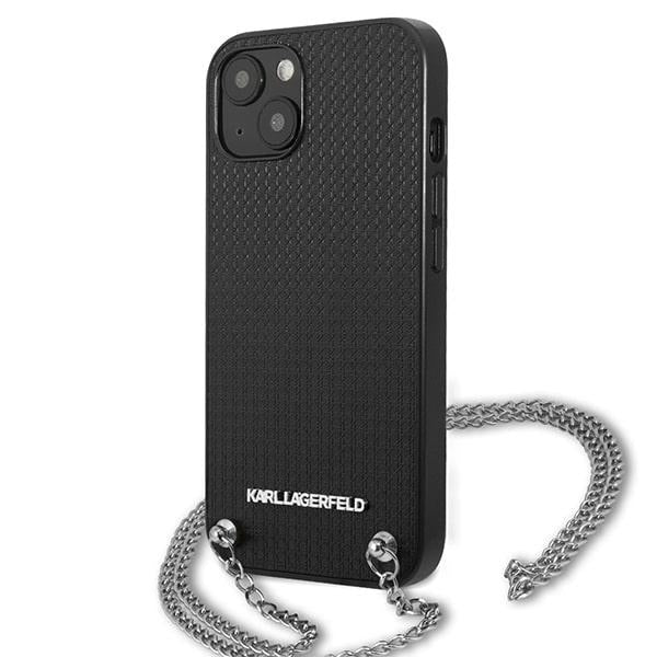 Karl Lagerfeld dėklas iPhone 13 mini – juodas su grandinėle