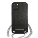 Karl Lagerfeld dėklas iPhone 13 mini – juodas su grandinėle