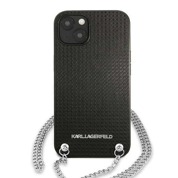 Karl Lagerfeld dėklas iPhone 13 mini – juodas su grandinėle