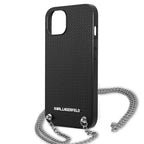 Karl Lagerfeld dėklas iPhone 13 mini – juodas su grandinėle