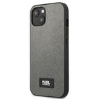 Karl Lagerfeld Saffiano Plaque dėklas iPhone 13 mini – sidabrinis