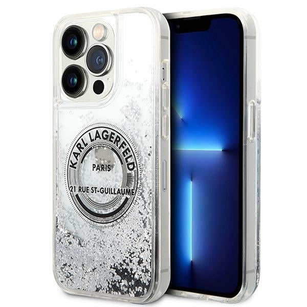 Karl Lagerfeld dėklas iPhone 14 Pro – sidabrinis
