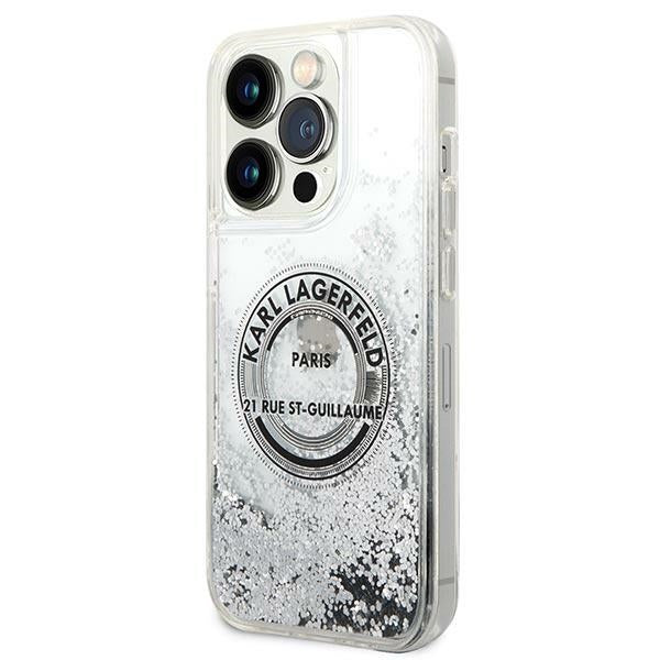 Karl Lagerfeld dėklas iPhone 14 Pro – sidabrinis
