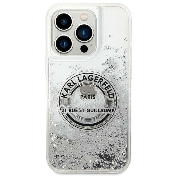 Karl Lagerfeld dėklas iPhone 14 Pro – sidabrinis