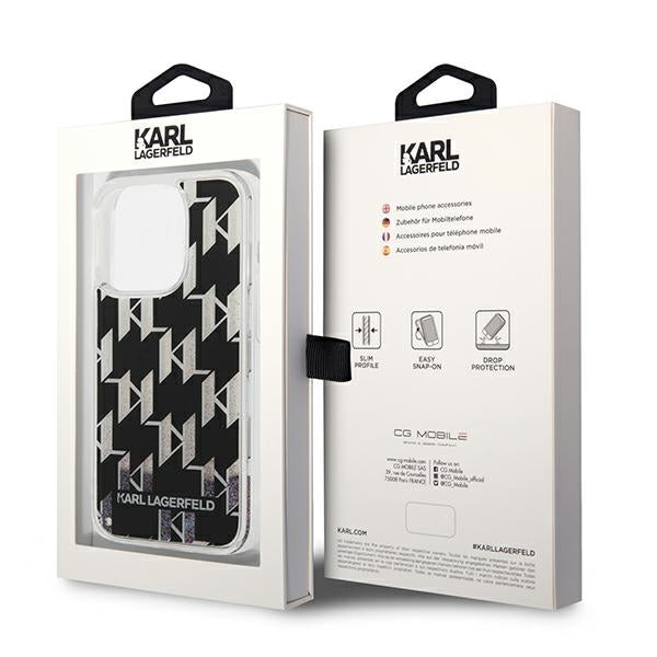 Karl Lagerfeld dėklas iPhone 14 Pro – juodas, glitter