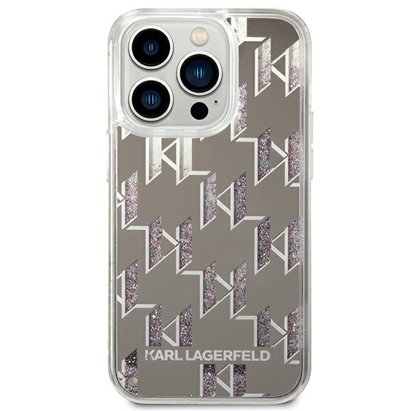 Karl Lagerfeld Liquid Glitter dėklas iPhone 14 Pro – sidabrinis -- iPhone 14 Pro