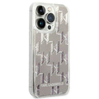 Karl Lagerfeld Liquid Glitter dėklas iPhone 14 Pro – sidabrinis -- iPhone 14 Pro