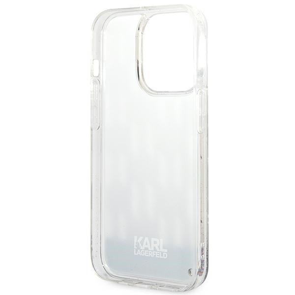 Karl Lagerfeld Liquid Glitter dėklas iPhone 14 Pro – sidabrinis -- iPhone 14 Pro