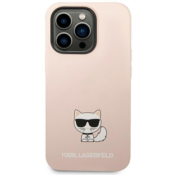 Karl Lagerfeld silikoninis dėklas iPhone 14 Pro – rožinis