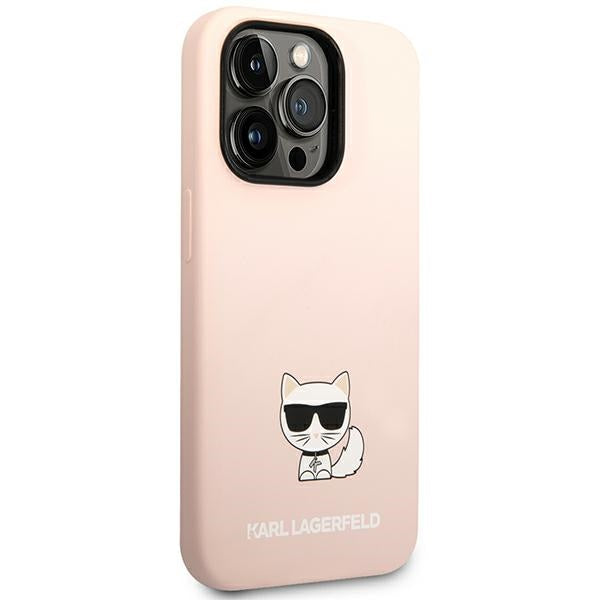 Karl Lagerfeld silikoninis dėklas iPhone 14 Pro – rožinis
