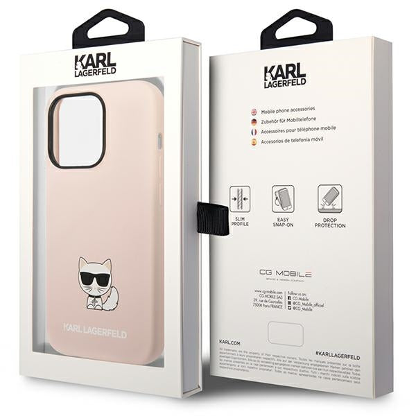 Karl Lagerfeld silikoninis dėklas iPhone 14 Pro – rožinis