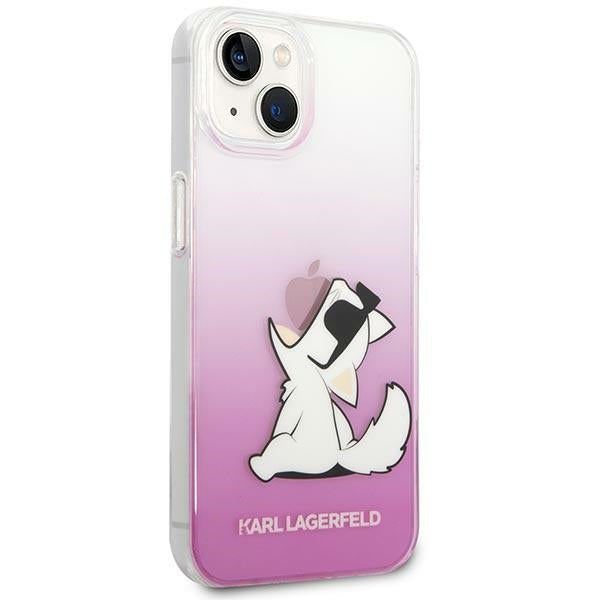 Karl Lagerfeld skaidrus dėklas iPhone 14 Plus – rožinis