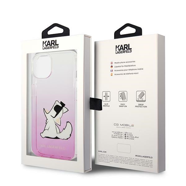 Karl Lagerfeld skaidrus dėklas iPhone 14 Plus – rožinis