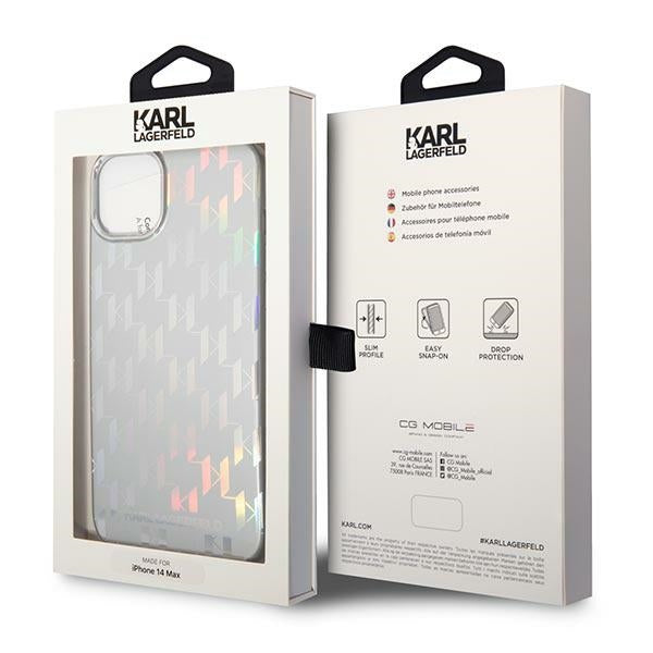 Karl Lagerfeld Monogram dėklas iPhone 14 Plus – sidabrinis