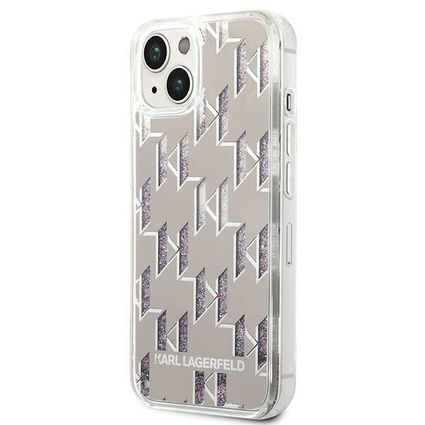 Karl Lagerfeld Liquid Glitter dėklas iPhone 14 Plus – sidabrinis -- iPhone 14 Plus