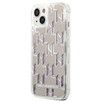 Karl Lagerfeld Liquid Glitter dėklas iPhone 14 Plus – sidabrinis -- iPhone 14 Plus