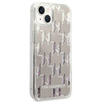 Karl Lagerfeld Liquid Glitter dėklas iPhone 14 Plus – sidabrinis -- iPhone 14 Plus