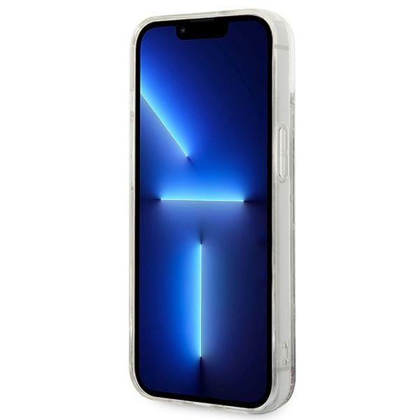 Karl Lagerfeld Liquid Glitter dėklas iPhone 14 Plus – sidabrinis -- iPhone 14 Plus