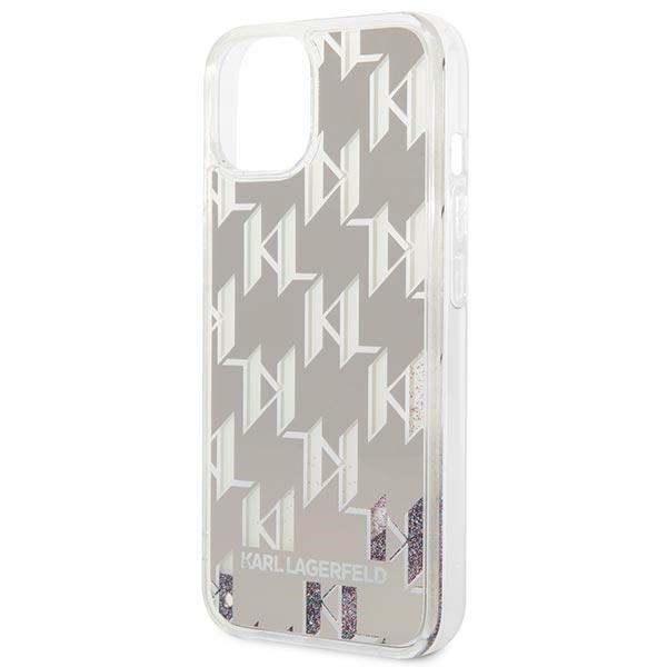 Karl Lagerfeld Liquid Glitter dėklas iPhone 14 Plus – sidabrinis -- iPhone 14 Plus