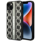 Karl Lagerfeld dėklas iPhone 14 Plus – pilkas, Monogram Stripe