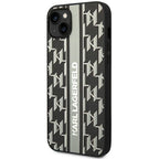 Karl Lagerfeld dėklas iPhone 14 Plus – pilkas, Monogram Stripe