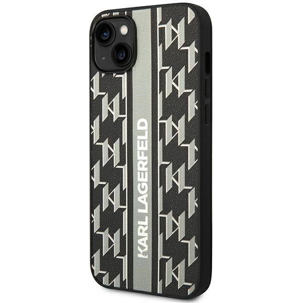 Karl Lagerfeld dėklas iPhone 14 Plus – pilkas, Monogram Stripe