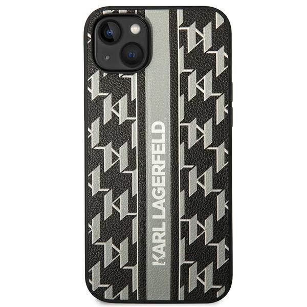 Karl Lagerfeld dėklas iPhone 14 Plus – pilkas, Monogram Stripe